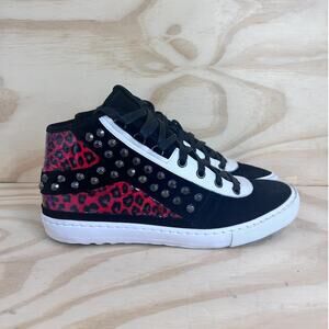 Just Cavalli-Studded Snake Embossed Hi Top-Sneakers-Black-Men's-8.5-S12WS0042